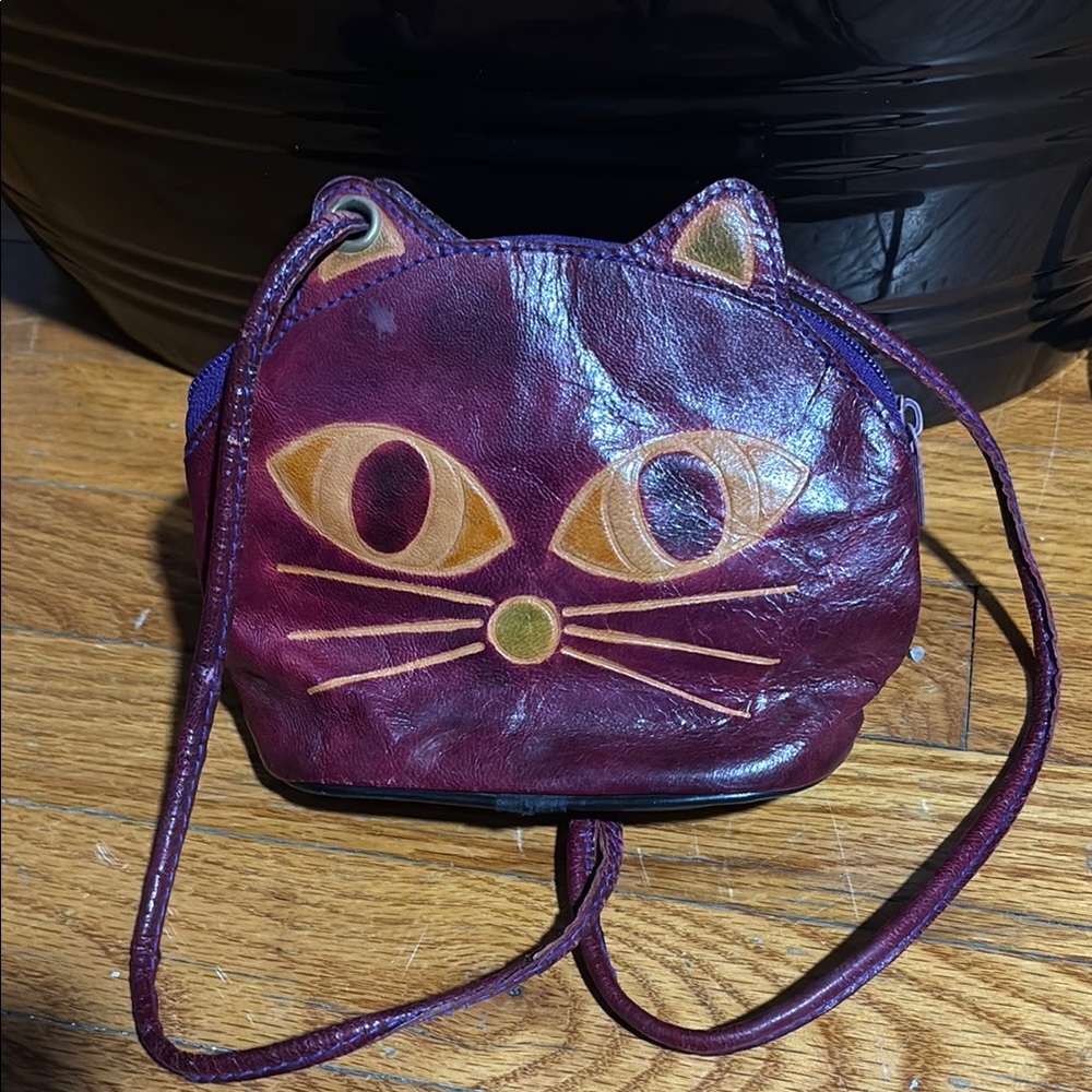 Purple Cat Face Crossbody Bag